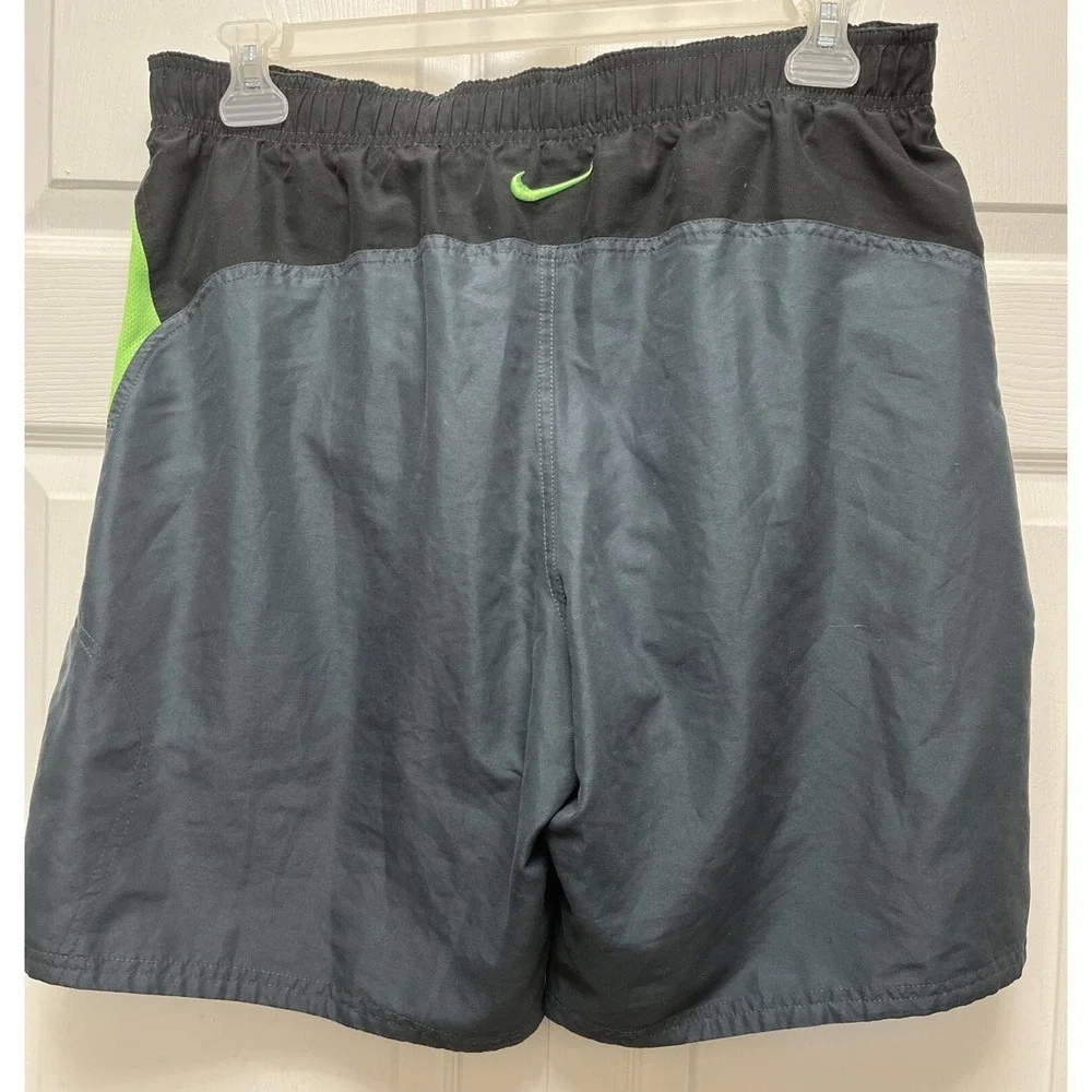 Nike Swim Trunks Men's L Swoosh Brief Mesh Lined Board Shorts Blue Green